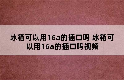 冰箱可以用16a的插口吗 冰箱可以用16a的插口吗视频